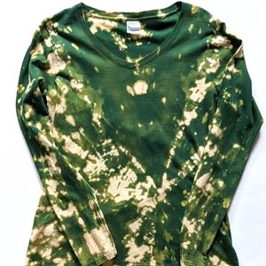 Green Reverse Tie Dye Women's Long Sleeve